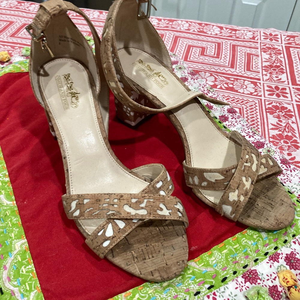 Coach Tan Cork Heels